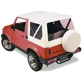 Suzuki Samurai 1986-1994 Soft Top Replacement - Tinted Windows - White, Leather Grain Vinyl