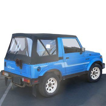 Suzuki Samurai 1986-1994 Soft Top Replacement - Tinted Windows - Black, Leather Grain Vinyl