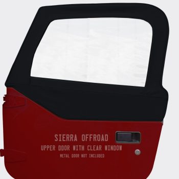 Sierra Offroad Jeep Half Doors for 1997 to 2006 Jeep Wrangler TJ - Black, Twill Vinyl - 2 Door Skins with Plastic Clear Windows - Factory OEM Precision Fit Replacement - Upper Door Skin (Set of 2)