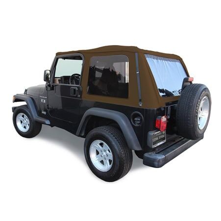 10-40-TJ19706RR-26-2T Sierra Offroad Soft Top for 1997 to 2006 Jeep Wrangler TJ - Spice, Sailcloth Vinyl - 2 Door Jeep Soft Top Frameless, Rear Plastic Tint Windows - Factory Precision Fit Replacement - No Upper Door Skins