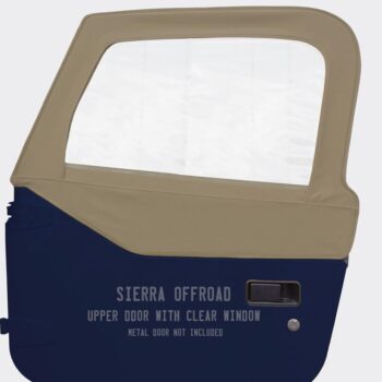 Sierra Offroad Jeep Half Doors for 1997 to 2006 Jeep Wrangler TJ - Sandalwood, Sailcloth Vinyl - 2 Door Skins Plastic Clear Windows - Factory OEM Precision Fit Replacement - Upper Door Skin (Set of 2)