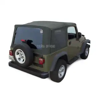 Sierra Offroad Soft Top for 1997 to 2006 Jeep Wrangler TJ - Khaki, Diamond Vinyl - 2 Door Jeep Soft Top with Rear Plastic Tinted Windows - Factory Precision Fit Replacement - No Upper Door Skins