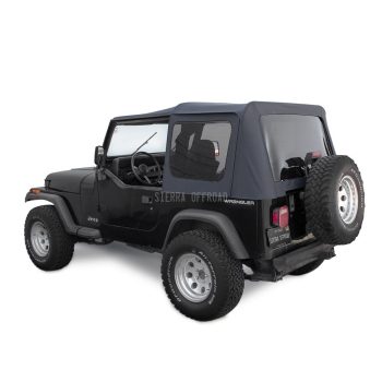 Sierra Offroad Soft Top for 1988 to 1995 Jeep Wrangler YJ - Black, Denim Vinyl - 2 Door Jeep Soft Top with Rear Plastic Tinted Windows - Factory Precision Fit Replacement - No Upper Door Skins