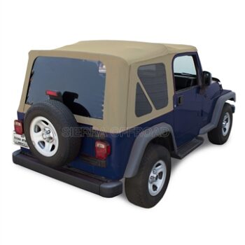 Sierra Offroad Soft Top for 1997 to 2006 Jeep Wrangler TJ - Camel, Sailcloth Vinyl - 2 Door Jeep Soft Top with Rear Plastic Tinted Windows - Factory Precision Fit Replacement - No Upper Door Skins