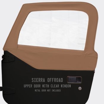 Sierra Offroad Jeep Half Doors for 1997 to 2006 Jeep Wrangler TJ - Saddle, Twill Vinyl - 2 Door Skins with Plastic Clear Windows - Factory OEM Precision Fit Replacement - Upper Door Skin (Set of 2)