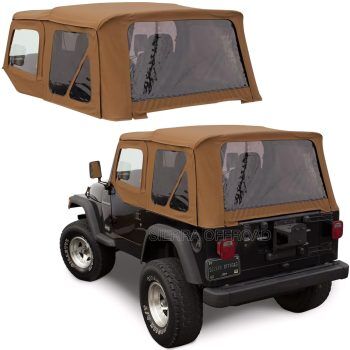 Sierra Offroad Soft Top for 1997 to 2006 Jeep Wrangler TJ - Spice, Denim Vinyl - 2 Door Jeep Soft Top with Rear Plastic Tinted Windows - Factory Precision Fit Replacement - With Upper Door Skins