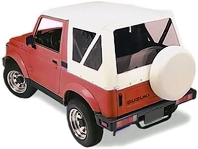10-40-SAM8694C-89_1 Suzuki Samurai 1986-1994 Soft Top Replacement - Clear Windows - White, Leather Grain Vinyl