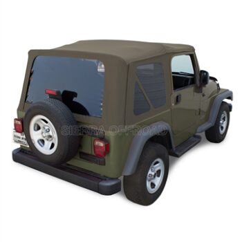 Sierra Offroad Soft Top for 1997 to 2006 Jeep Wrangler TJ - Sandalwood, Sailcloth Vinyl - 2 Door Jeep Soft Top with Rear Plastic Tinted Windows - Factory Precision Fit Replacement - No Upper Door Skins