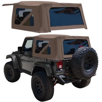 Sierra Offroad Soft Top for 2010 to 2018 Jeep Wrangler JK - Saddle, Sailcloth Vinyl - 2 Door Jeep Soft Top with Rear Plastic Tinted Windows - Factory Precision Fit Replacement - No Upper Door Skins