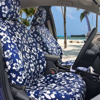 Custom Hawaiian Hibiscus Print Seat Covers | Tropical Floral Polyester Water-Repellent UV-Protected | Made in USA | CalTrend