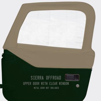 Sierra Offroad Jeep Half Doors for 1997 to 2006 Jeep Wrangler TJ - Sandalwood, Sailcloth Vinyl - 2 Door Skins Plastic Clear Windows - Factory OEM Precision Fit Replacement - Upper Door Skin (Set of 2)