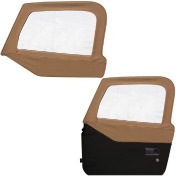 Sierra Offroad Jeep Half Doors for 1997 to 2006 Jeep Wrangler TJ - Spice, Sailcloth Vinyl - 2 Door Skins with Plastic Clear Windows - Factory OEM Precision Fit Replacement - Upper Door Skin (Set of 2)