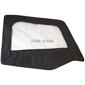 Sierra Offroad Compatible Half Doors for 1988 to 1995 Wrangler YJ - Black, Sailcloth Vinyl - 2 Door Skins with Plastic Clear Windows - OEM Precision Fit Replacement - Upper Door Skin (Set of 2)