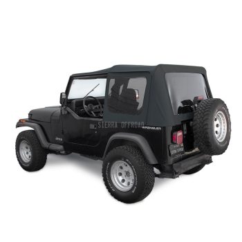 Sierra Offroad Soft Top for 1988 to 1995 Jeep Wrangler YJ - Black, Sailcloth Vinyl - 2 Door Jeep Soft Top with Rear Plastic Tinted Windows - Factory Precision Fit Replacement - No Upper Door Skins