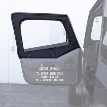 Sierra Offroad Jeep Half Doors for 1988 to 1995 Jeep Wrangler YJ - Black, Denim Vinyl - 2 Door Skins with Plastic Clear Windows - Factory OEM Precision Fit Replacement - Upper Door Skin (Set of 2)