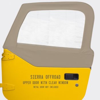 Sierra Offroad Jeep Half Doors for 1997 to 2006 Jeep Wrangler TJ - Parchment, Sailcloth Vinyl - 2 Door Skins Plastic Clear Windows - Factory OEM Precision Fit Replacement - Upper Door Skin (Set of 2)