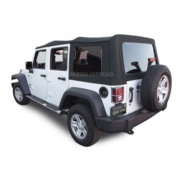 Sierra Offroad Soft Top for 2010 to 2018 Jeep Wrangler JK - Black, Twill Vinyl - 4 Door Jeep Soft Top with Rear Plastic Tinted Windows - Factory Precision Fit Replacement - No Upper Door Skins